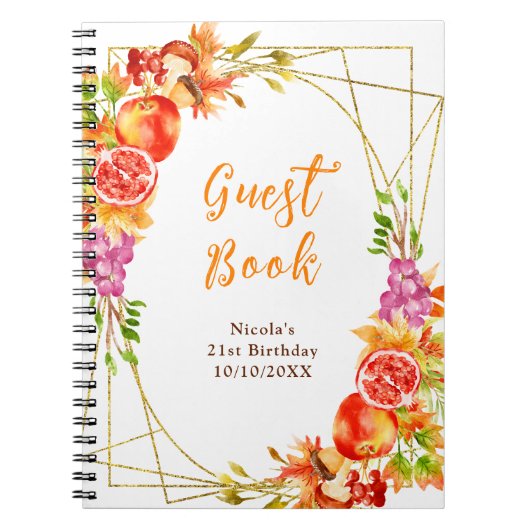 Autumn Fall Harvest Birthday Guest Book Notizblock (Vorderseite)