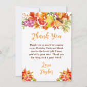 Autumn Fall Harvest Birthday Party Dankeskarte (Vorderseite)