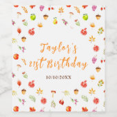 Autumn Fall Harvest Birthday Party Weinetikett (Einzelnes Label)