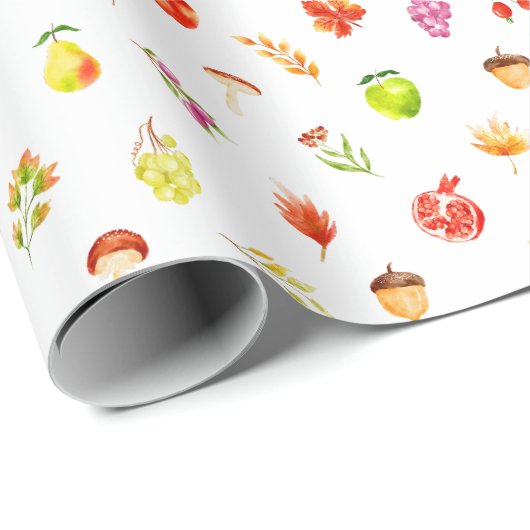 Autumn Fall Harvest Pattern Geschenkpapier (Rolleneckpunkt)