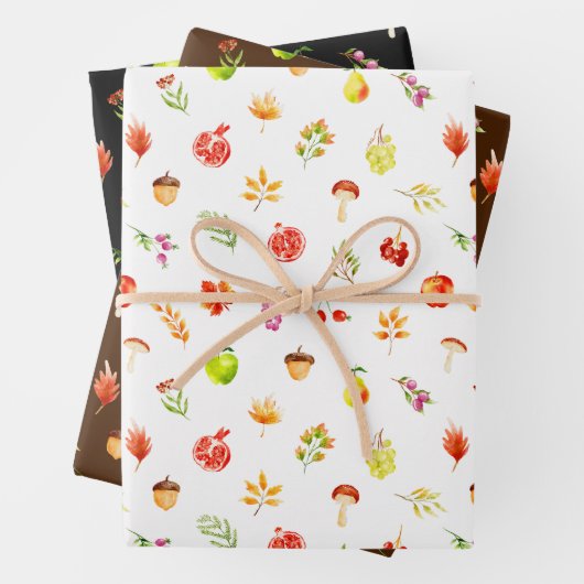 Autumn Fall Harvest Pattern Geschenkpapier Set (Beispiel)