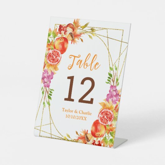 Autumn Fall Harvest Wedding Table Number Sockelschild (Vorderseite)
