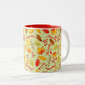 Autumn Fall Herbst Leaves, Blätter Zweifarbige Tasse (VorderseiteRechts)