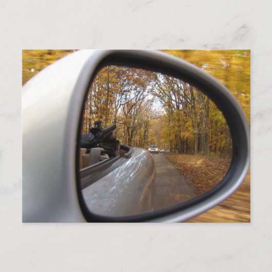 AUTUMN / FALL IN THE REAR VIEW MIRROR SPORTS POSTKARTE (Vorderseite)
