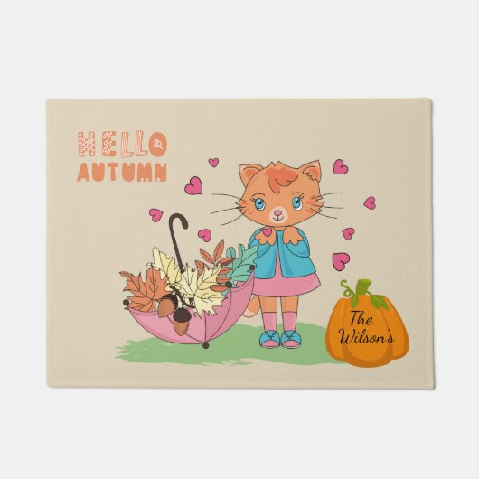 Autumn Fall Kitty Doormat Fußmatte (Vorderseite)