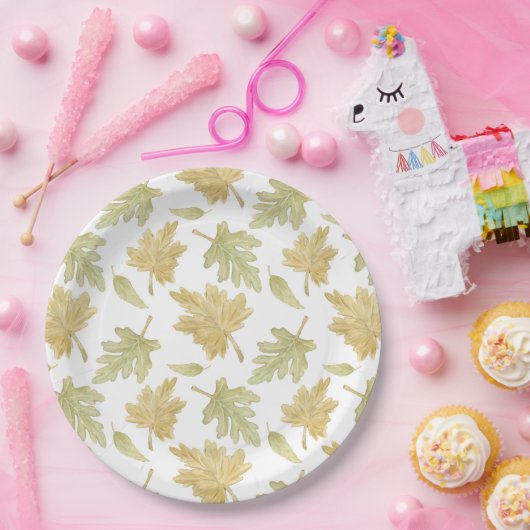 Autumn Fall Leaf Watercolor Thanksgiving Pattern  Pappteller (Party)