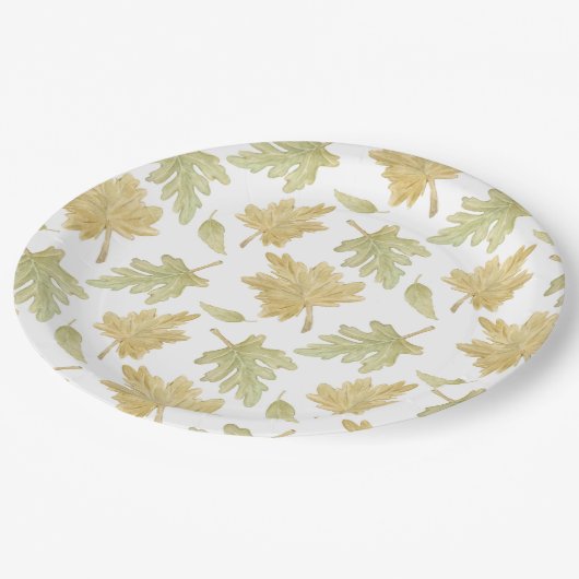 Autumn Fall Leaf Watercolor Thanksgiving Pattern  Pappteller (Schrägansicht)