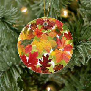 Autumn Fall Leaves Keramik Ornament