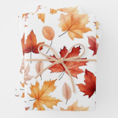 Autumn Fall Leaves Terracotta Brown Boho Pattern  Geschenkpapier Set (Beispiel)