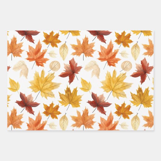 Autumn Fall Leaves Terracotta Brown Boho Pattern  Geschenkpapier Set (Vorderseite)