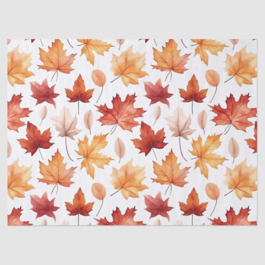 Autumn Fall Leaves Terracotta Brown Boho Pattern Seidenpapier (Vorderseite)