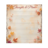 Autumn Fall Maple Leaves Lined  Notizblock (Vorderseite)
