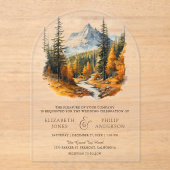 Autumn Fall Mountain Forest Wedding Acryleinladungen (Vorderseite)
