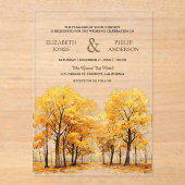 Autumn Fall Oak Trees Forest Wedding Acryleinladungen (Vorderseite)