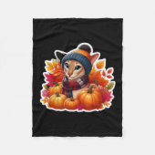 Autumn Fall Oriental Shorthair Cat Owner Thanksgiv Fleecedecke (Vorderseite)
