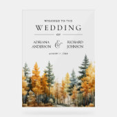 Autumn Fall Pine Trees Wedding Welcome Acrylschild (Vorderseite)