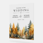 Autumn Fall Pine Trees Wedding Welcome Acrylschild (Winkel)