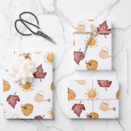 Autumn Fall Pumpkin Leaf Geschenkpapier Set