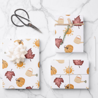 Autumn Fall Pumpkin Leaf Geschenkpapier Set