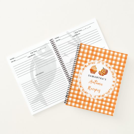 Autumn Fall Recipes Orange Gingham Notizblock (Innenseite)
