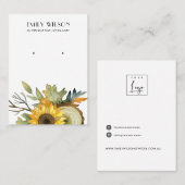 AUTUMN FALL SUNFLOWER WOOD STUD EARRING DISPLAY VISITENKARTE (Vorne/Hinten)