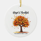 Autumn Fall Tree Happy Thanksgiving Blessed Keramik Ornament (Vorne)