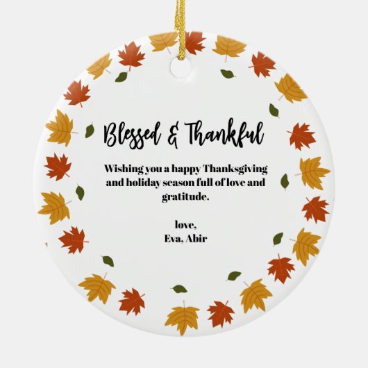 Autumn Fall Tree Happy Thanksgiving Blessed Keramik Ornament (Hinten)