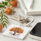 Autumn Fall Tree Happy Thanksgiving Blessed Schlüsselanhänger (Vorderseite rechts)