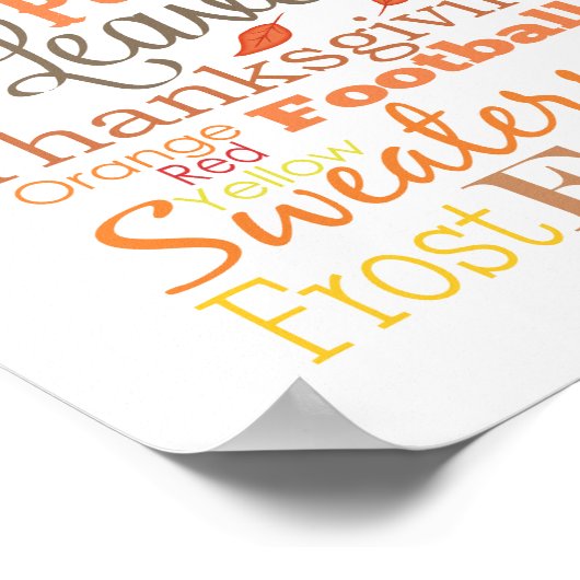 Autumn Fall Typografy Wall Art Poster (Ecke)