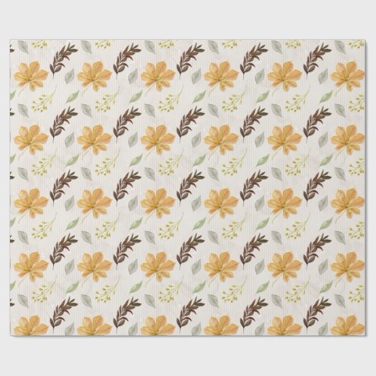 Autumn / Fall yellow flower Pattern Geschenkpapier (Flach)