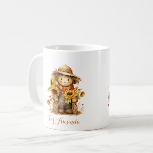 Autumn Farm Animals Pumpkin Watercolor Personali Kaffeetasse (Vorderseite Links)