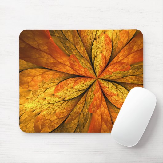 Autumn Feeling, Modern Abstract Fractal Flower Mousepad (Mit Mouse)