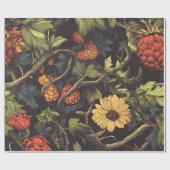 Autumn Fire Botanical Floral Wrapping Paper Geschenkpapier (Flach)