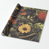 Autumn Fire Botanical Floral Wrapping Paper Geschenkpapier (Ungerollt)
