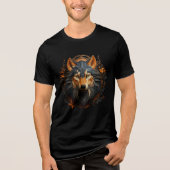 Autumn Flame Steampunk Wolf Art Print Tri-Blend Shirt (Vorderseite)