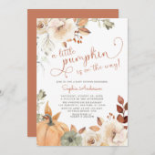 Autumn Floral A Little Pumpkin Fall Baby Shooter I Einladung (Vorne/Hinten)