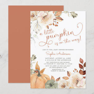 Autumn Floral A Little Pumpkin Fall Baby Shooter I Einladung