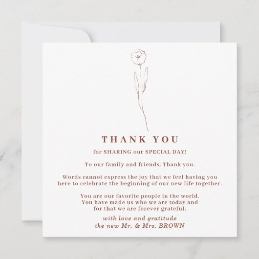 Autumn Floral Boho Terracotta Indie Vielen Dank Einladung (Vorderseite)