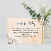 Autumn Floral “Books for Baby” Card – Peach Begleitkarte (Stehend Vorderseite)