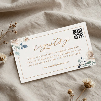 Autumn Floral Bridal Shower QR Code Gift Registry Begleitkarte