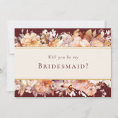 Autumn Floral Burgundy Wedding Bridesmaid Vorschla Einladung (Vorderseite)
