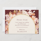 Autumn Floral Burgundy Wedding Bridesmaid Vorschla Einladung (Rückseite)