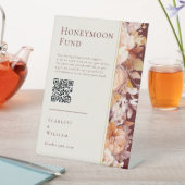 Autumn Floral Burgundy Wedding Honeymoon Fund Sign Sockelschild (In Situ)