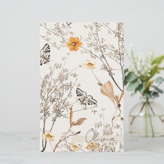 Autumn Floral Butterfly Paper Sheet (Stehend Vorderseite)