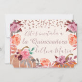 Autumn Floral de Borgoña Quinceanera Celebración Einladung (Vorderseite)