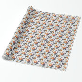 Autumn Floral Halloween Pattern Geschenkpapier (Ungerollt)