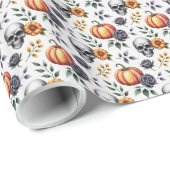Autumn Floral Halloween Pattern Geschenkpapier (Rolleneckpunkt)