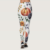 Autumn Floral Halloween Pattern Leggings (Rückseite)