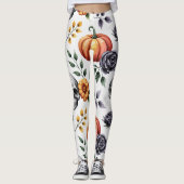 Autumn Floral Halloween Pattern Leggings (Vorderseite)