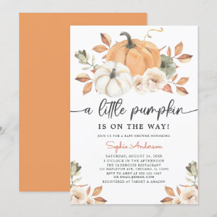 Autumn Floral Little Pumpkin Baby Shower Einladung